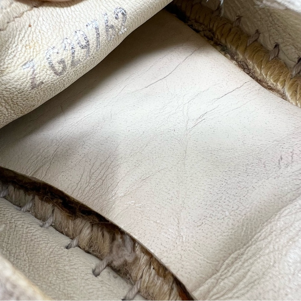 CHANEL Cloth Two-Tone Espadrilles Size 37 7 Cream and Black Designer Distressed - Picture 6 of 9